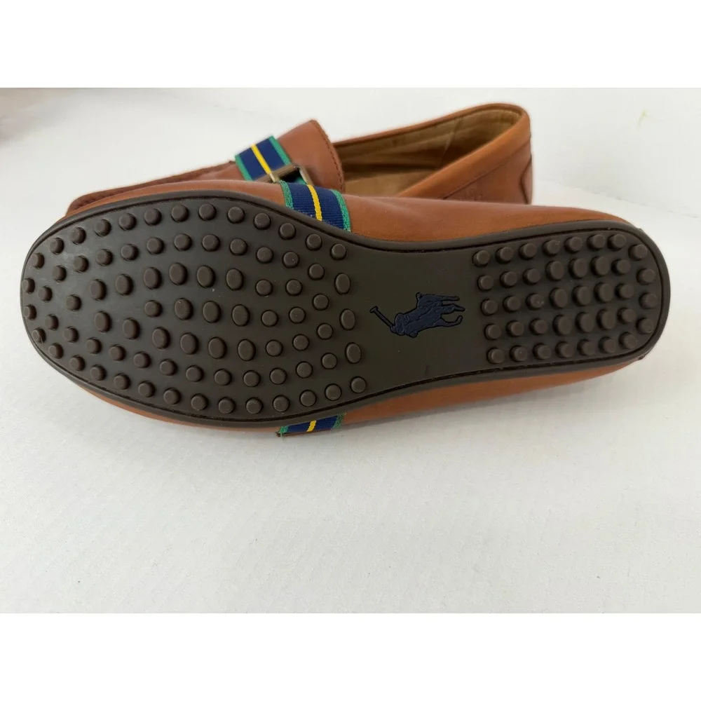 Polo Ralph Lauren Loafers Wessel Leather 9D Tan Brown Preppy Buckle Drivers